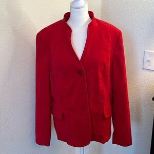 JM Collection Red Faux Suede Blazer - Size 14